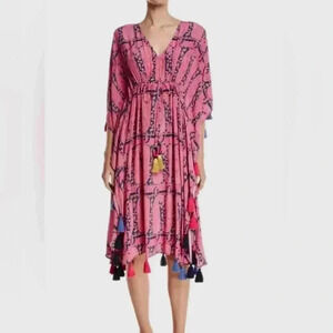 Figue Amrita tassel caftan pink blue size XS / S relaxed